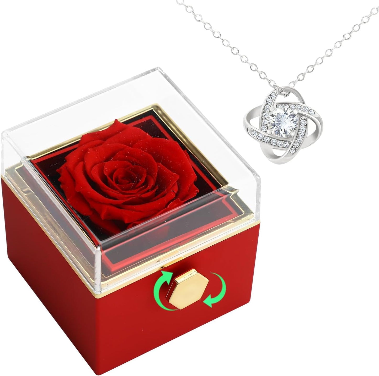To my Mom Love Knot Necklace with Rotating Rose Gift Box