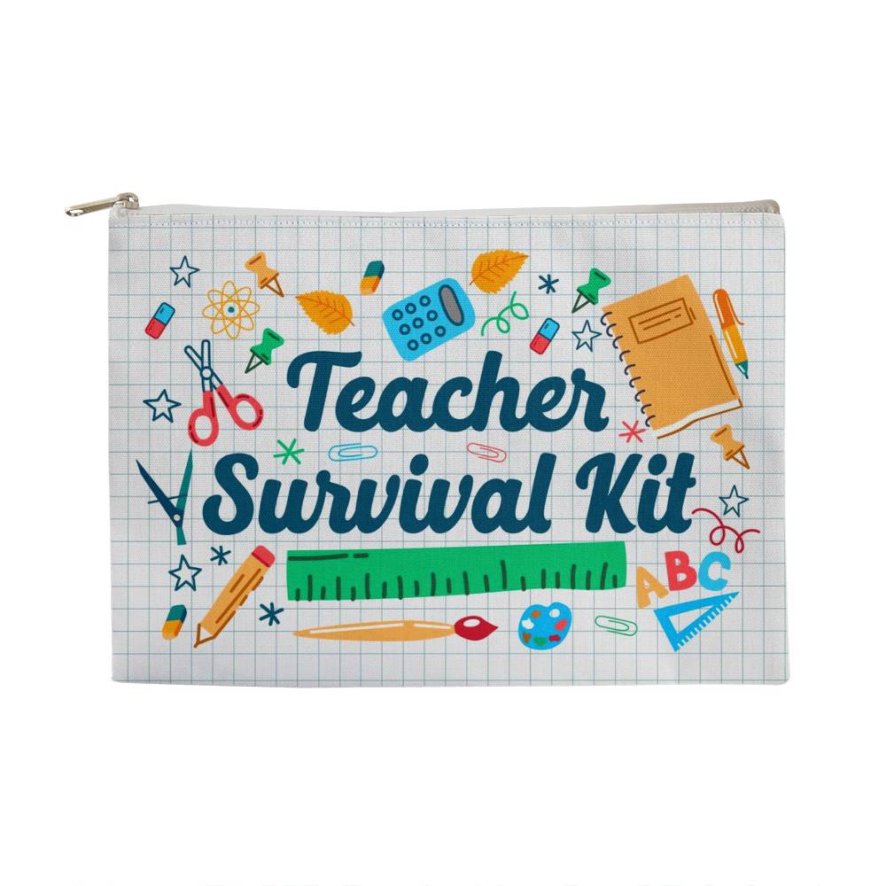 Teacher Survival Fabric Zippered Pouch Large