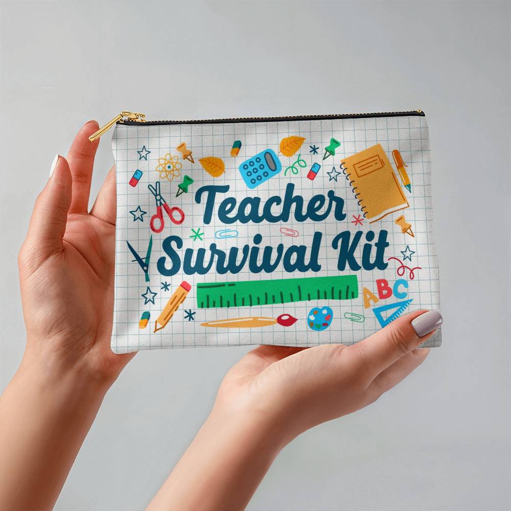 Teacher Survival  Kit Fabric Zippered Pouch Small