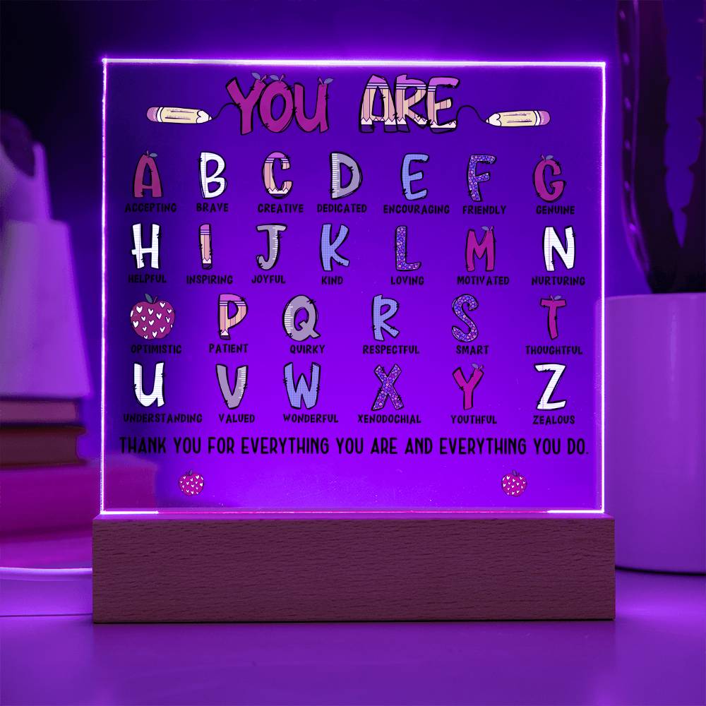 You Are ABC Teacher Acrylic Square Plaque