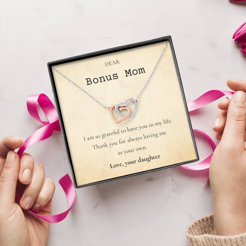Bonus Mom Interlocking Hearts Necklace | Mother's Day Gift