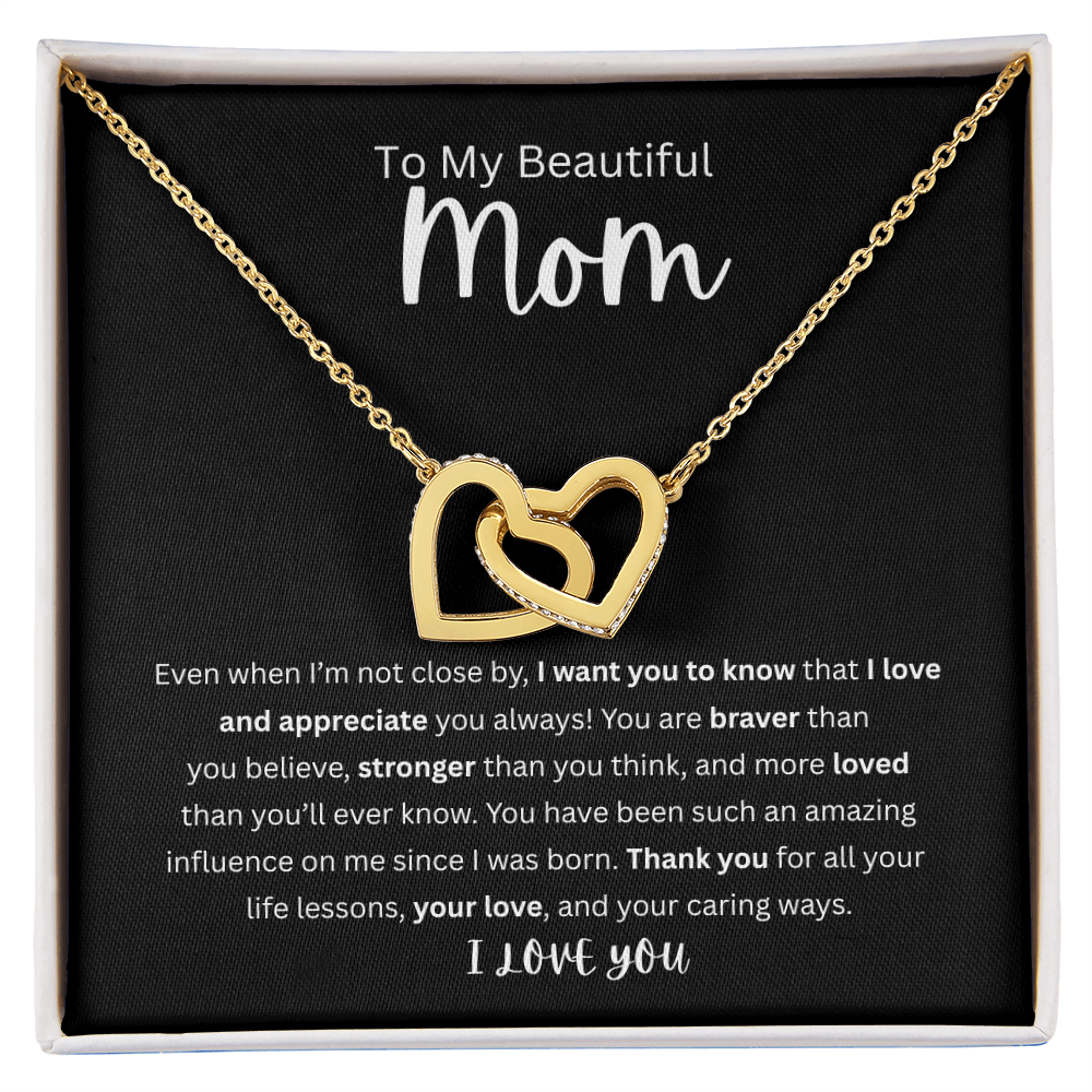 To My Beautiful Mom | Interlocking Hearts  Necklace