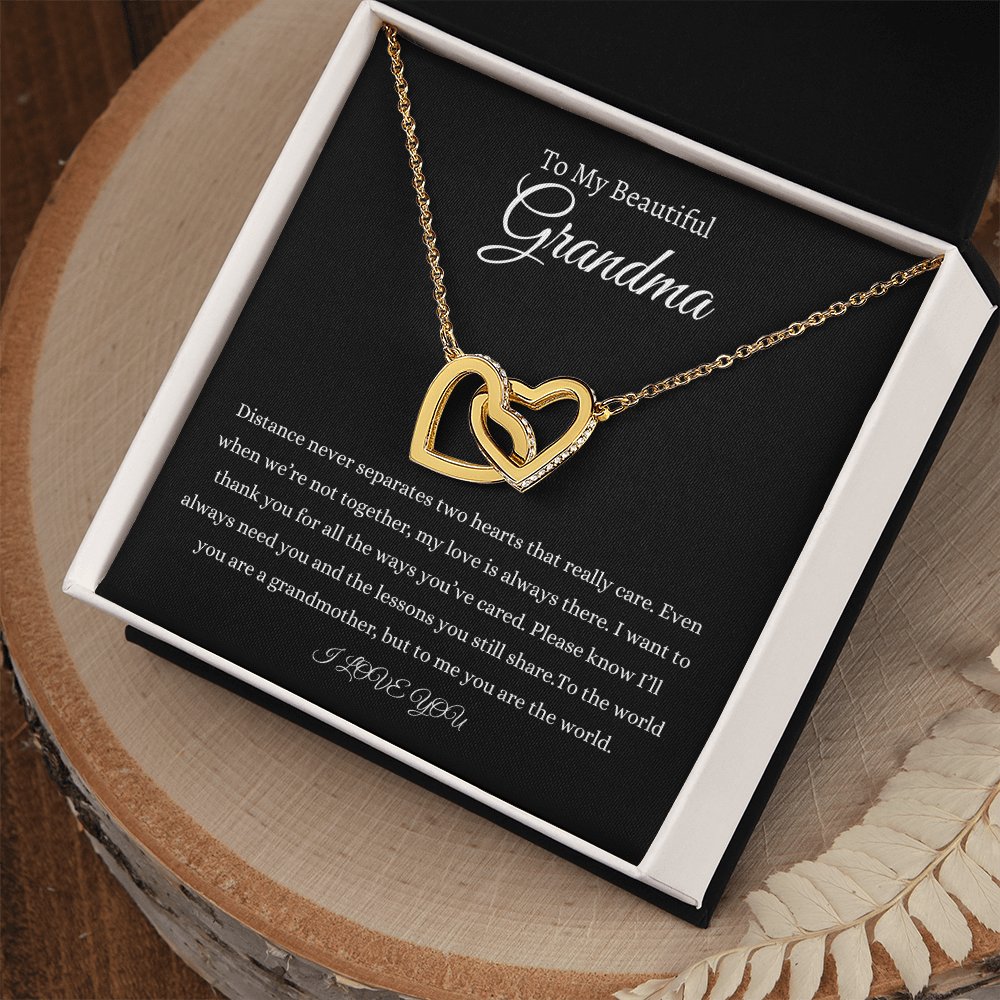 To My Beautiful Grandma  Interlocking Hearts Necklace