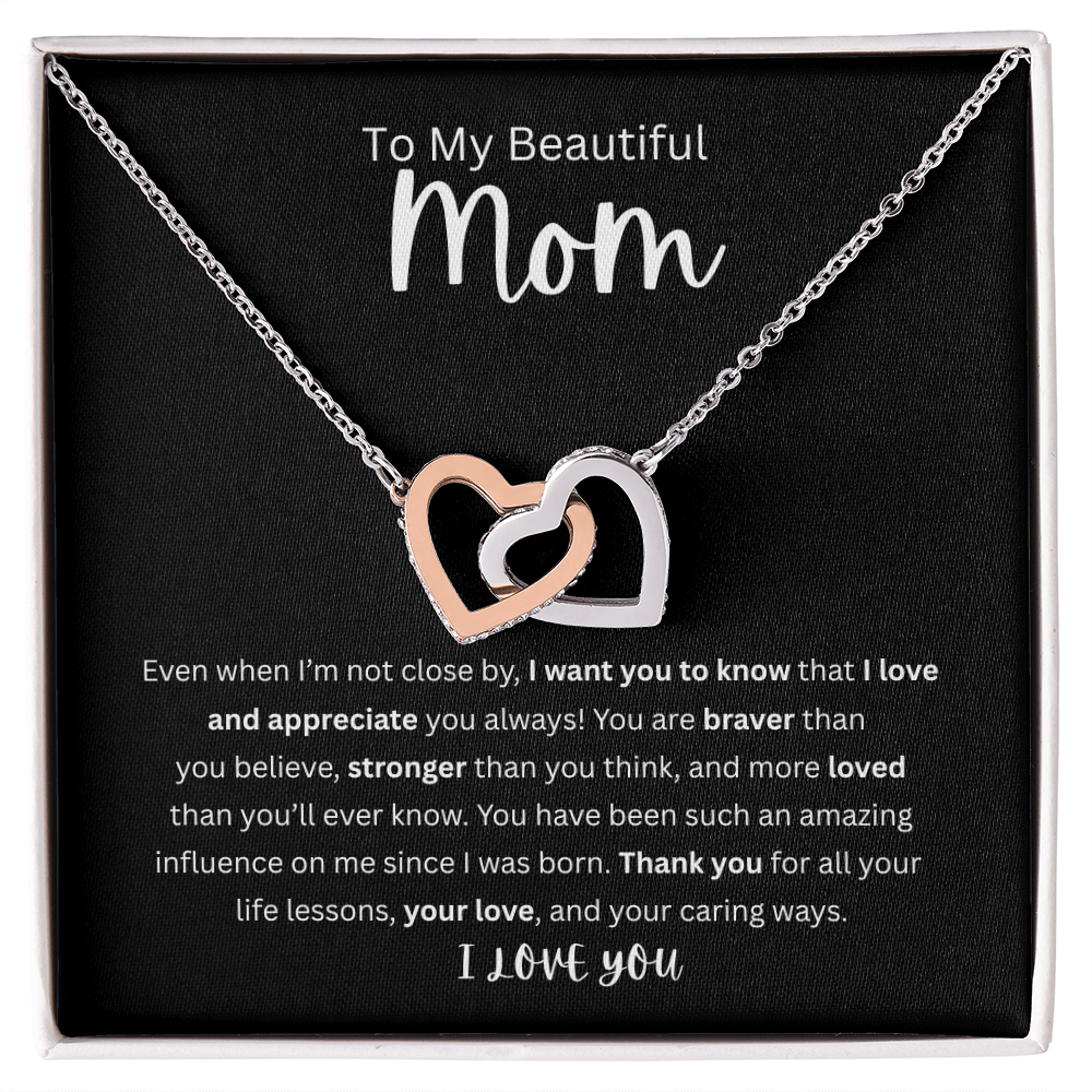 To My Beautiful Mom | Interlocking Hearts  Necklace