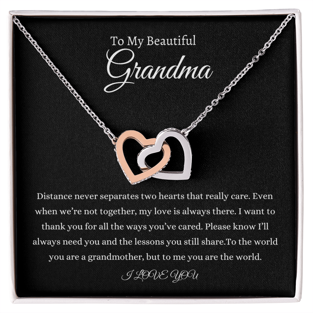 To My Beautiful Grandma  Interlocking Hearts Necklace