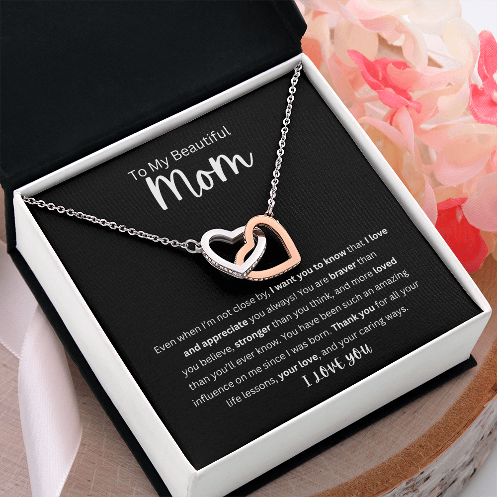 To My Beautiful Mom | Interlocking Hearts  Necklace