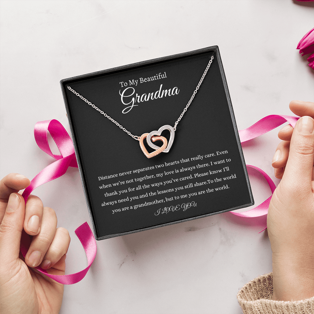 To My Beautiful Grandma  Interlocking Hearts Necklace