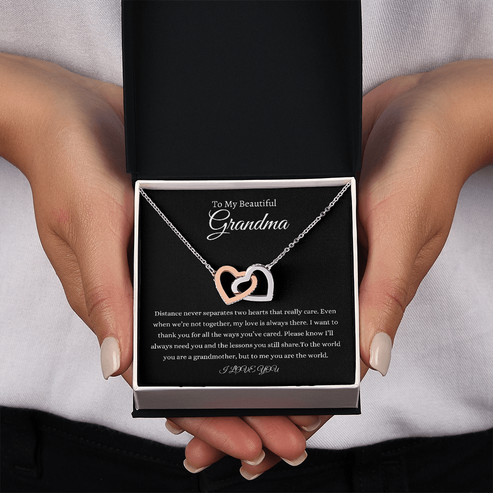 To My Beautiful Grandma  Interlocking Hearts Necklace