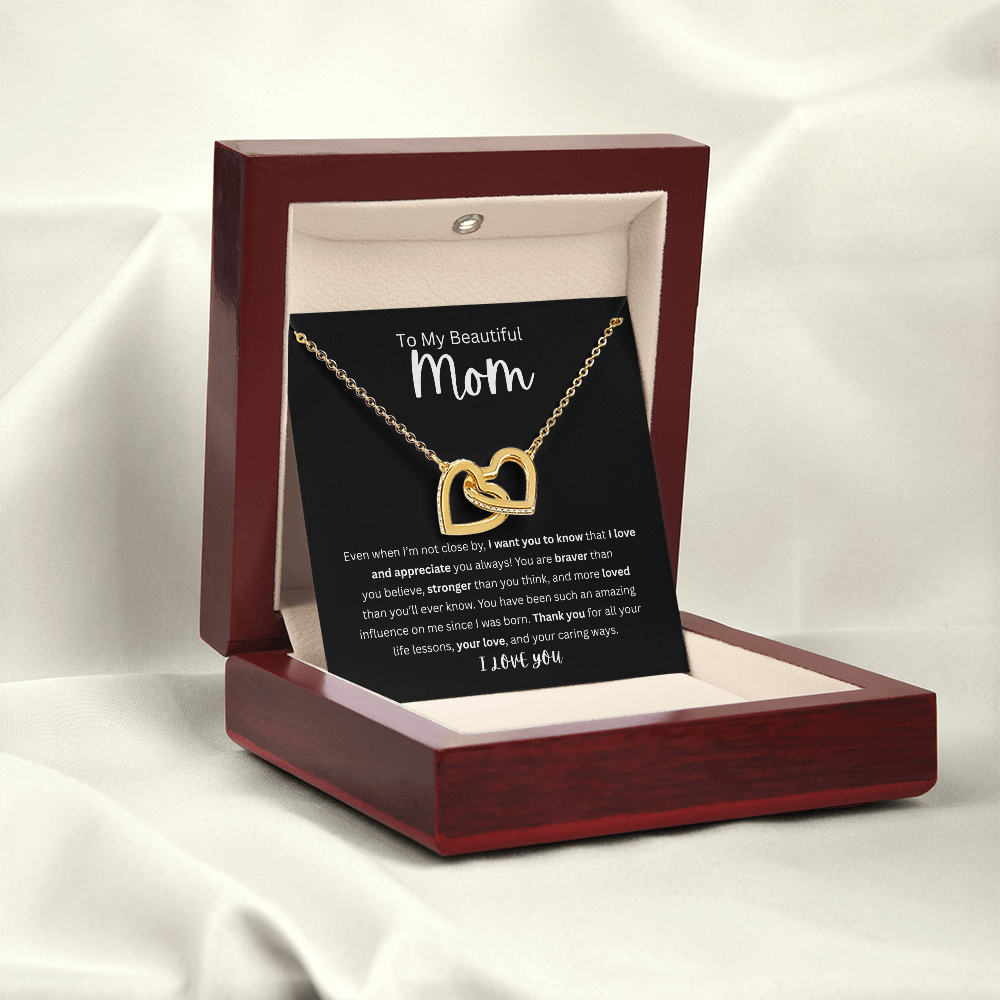 To My Beautiful Mom | Interlocking Hearts  Necklace