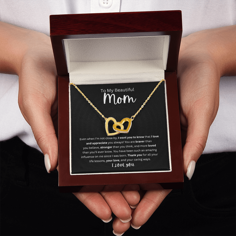 To My Beautiful Mom | Interlocking Hearts  Necklace