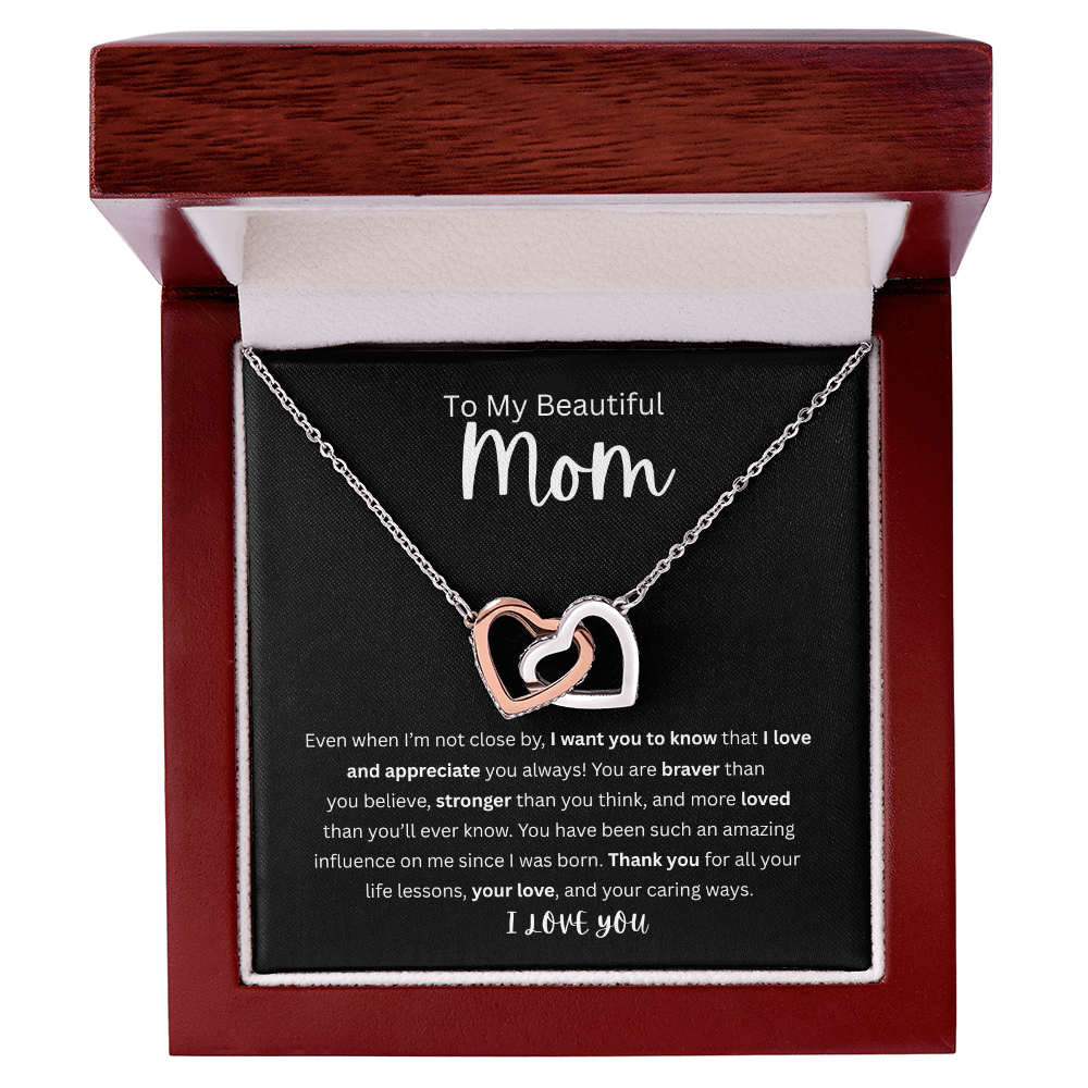 To My Beautiful Mom | Interlocking Hearts  Necklace