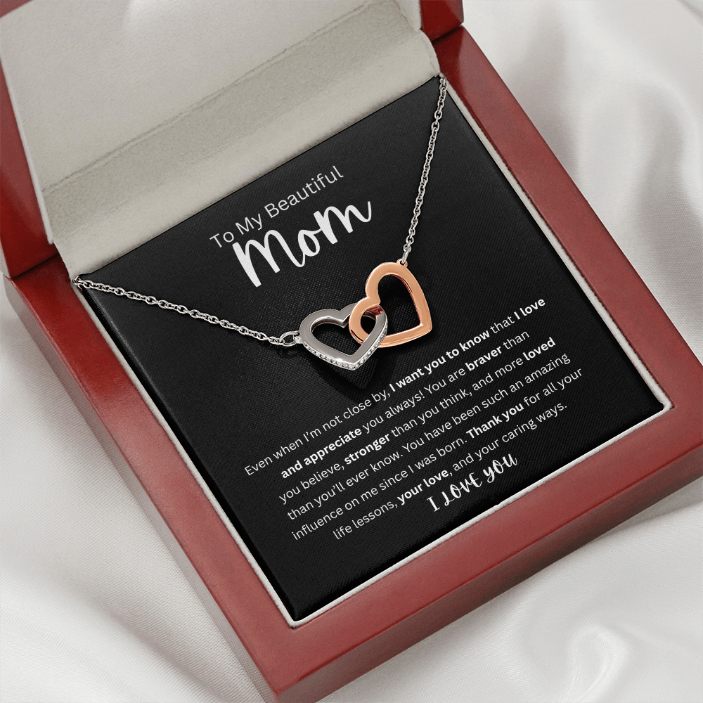 To My Beautiful Mom | Interlocking Hearts  Necklace
