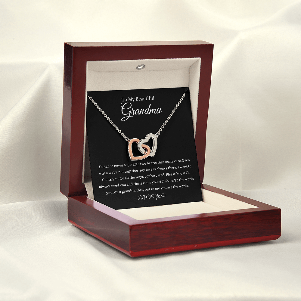 To My Beautiful Grandma  Interlocking Hearts Necklace