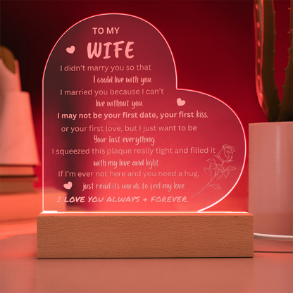 TO MY WIFE ACRYLIC PLAQUE WITH LIGHTBASE