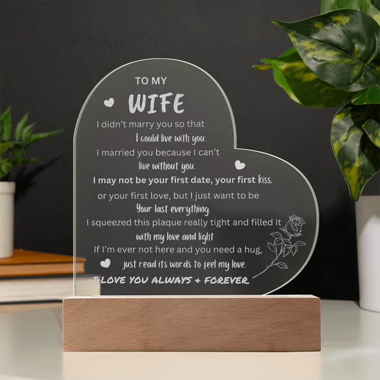 TO MY WIFE ACRYLIC PLAQUE WITH LIGHTBASE