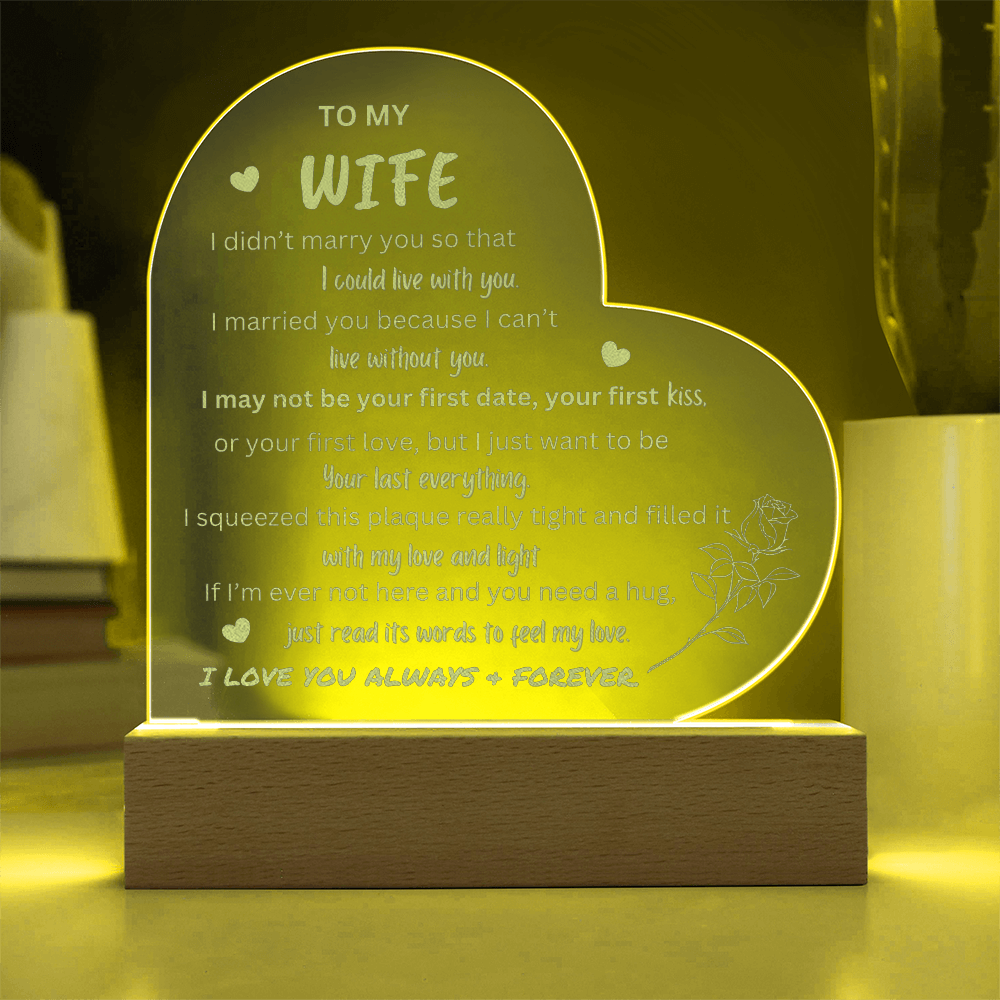 TO MY WIFE ACRYLIC PLAQUE WITH LIGHTBASE