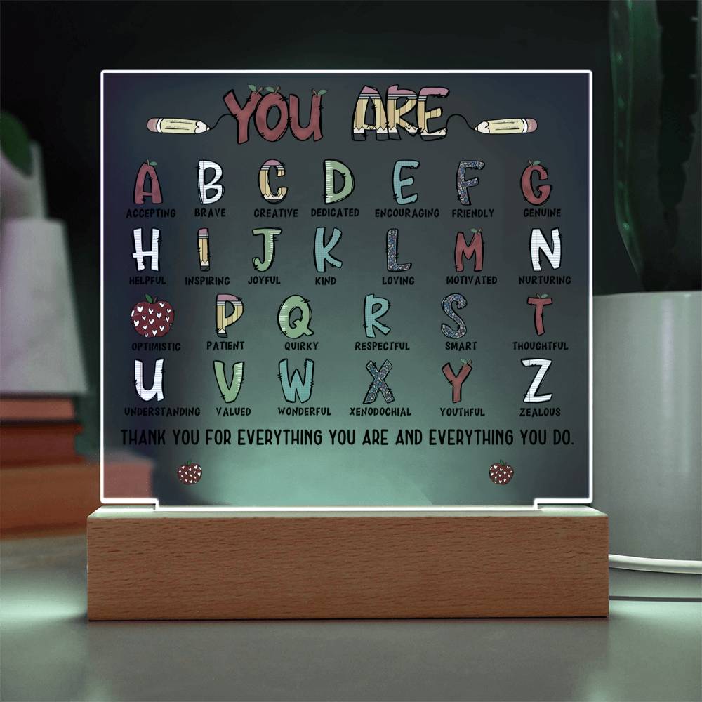 You Are ABC Teacher Acrylic Square Plaque