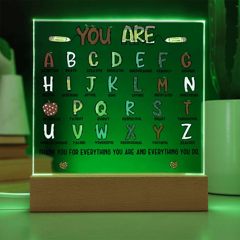 You Are ABC Teacher Acrylic Square Plaque